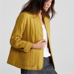 EILEEN FISHER Quilted Mustard Yellow Boxy Fit Coat